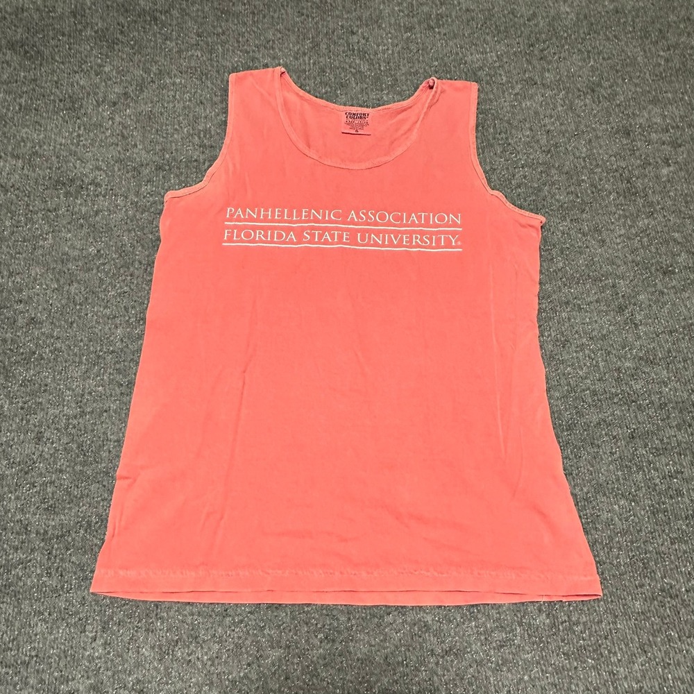 Comfort Colors Florida State University Panhellenic Association Tank Top Coral S